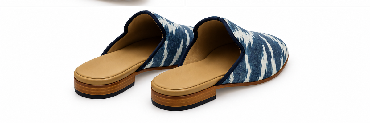 Eternal Leaf Handcrafted Ikat Silk Velvet Mule