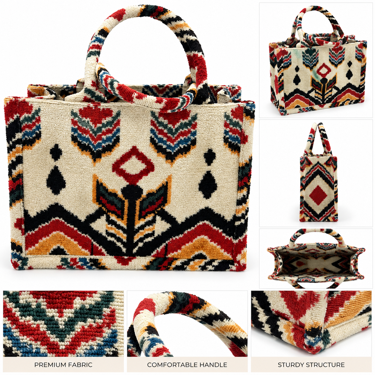 Eternal Leaf Luxe Tote Bag – Cloud Petal Ikat