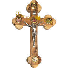 Load image into Gallery viewer, Handmade Certified Olive Wood Cross w/ Crucifix from The Holy Land