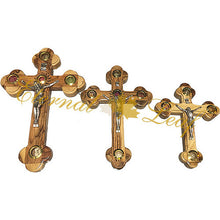 Load image into Gallery viewer, Handmade Certified Olive Wood Cross w/ Crucifix from The Holy Land