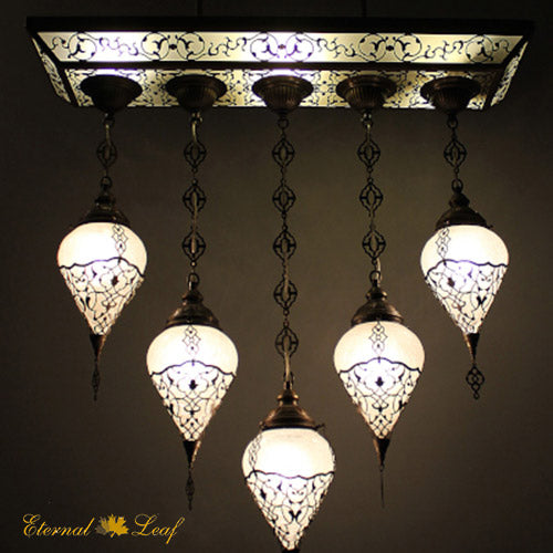 Turkish The Ottoman | Handmade Glass Rectangle Chandelier (L-M-KA)