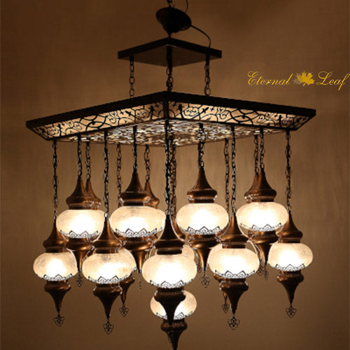 Turkish The Ottoman | Handmade Glass Rectangle Chandelier (LP-N3-AU)