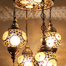 Load image into Gallery viewer, Turkish Stained | Mosaic Glass No:2 Grape Shape Chandelier w/lighted top (M-N2-PA)
