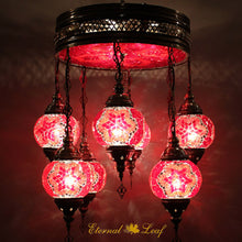 Load image into Gallery viewer, Turkish Stained | Mosaic Glass No:2 Grape Shape Chandelier w/lighted top (M-N2-PA)