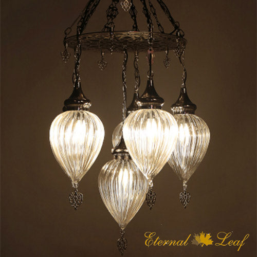Turkish Stained | Stony Style Pyrex Glass Chandelier (P-ST-L)