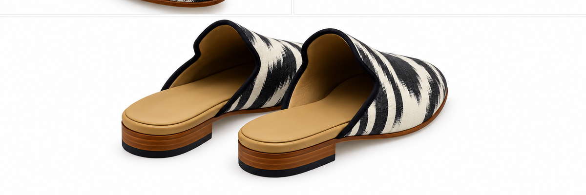 Eternal Leaf Handcrafted Ikat Silk Velvet Mule