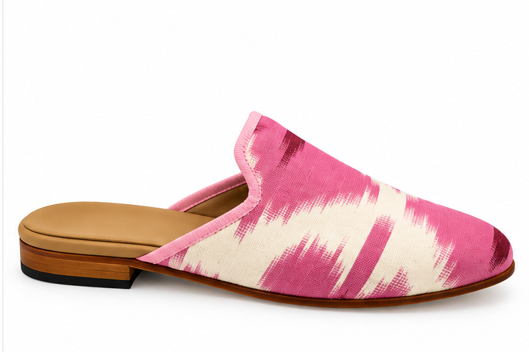 Eternal Leaf Handcrafted Ikat Silk Velvet Mule