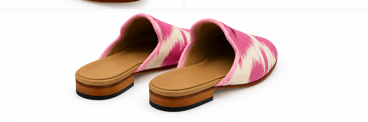 Eternal Leaf Handcrafted Ikat Silk Velvet Mule