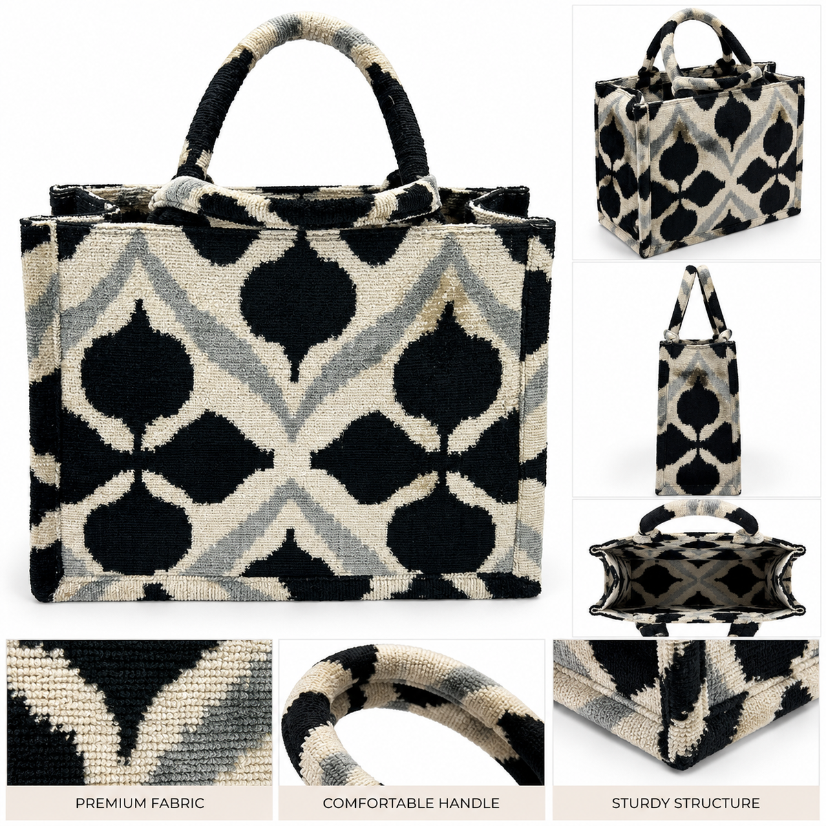 Eternal Leaf Luxe Tote Bag – Magenta Daisy Floral Ikat