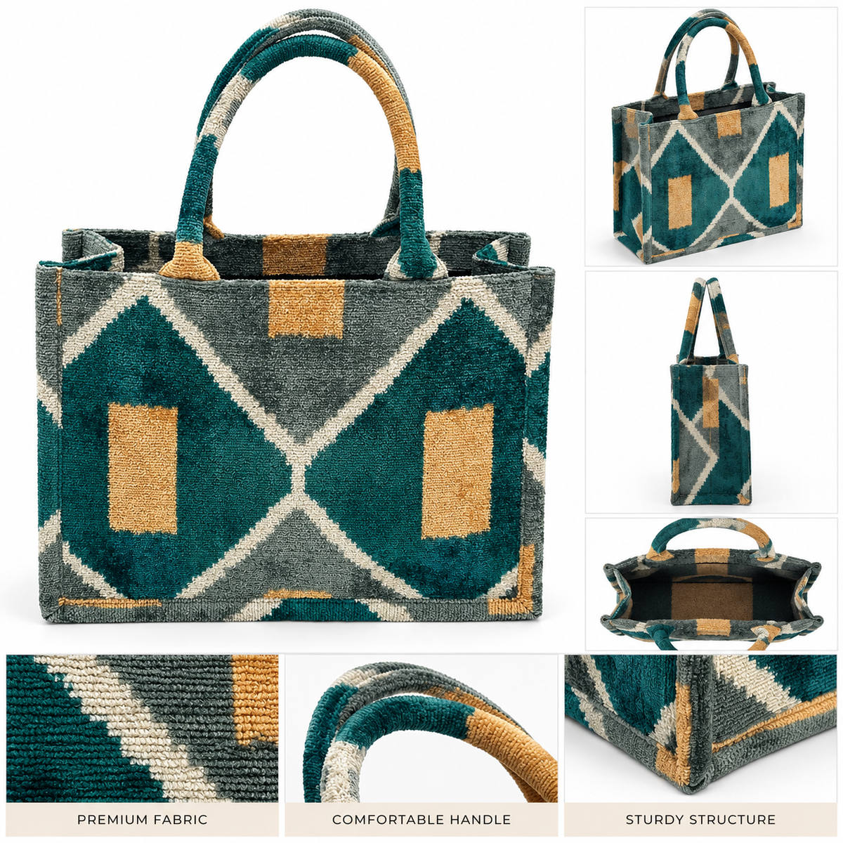 Eternal Leaf Luxe Tote Bag – Rust Floral Medallion Ikat