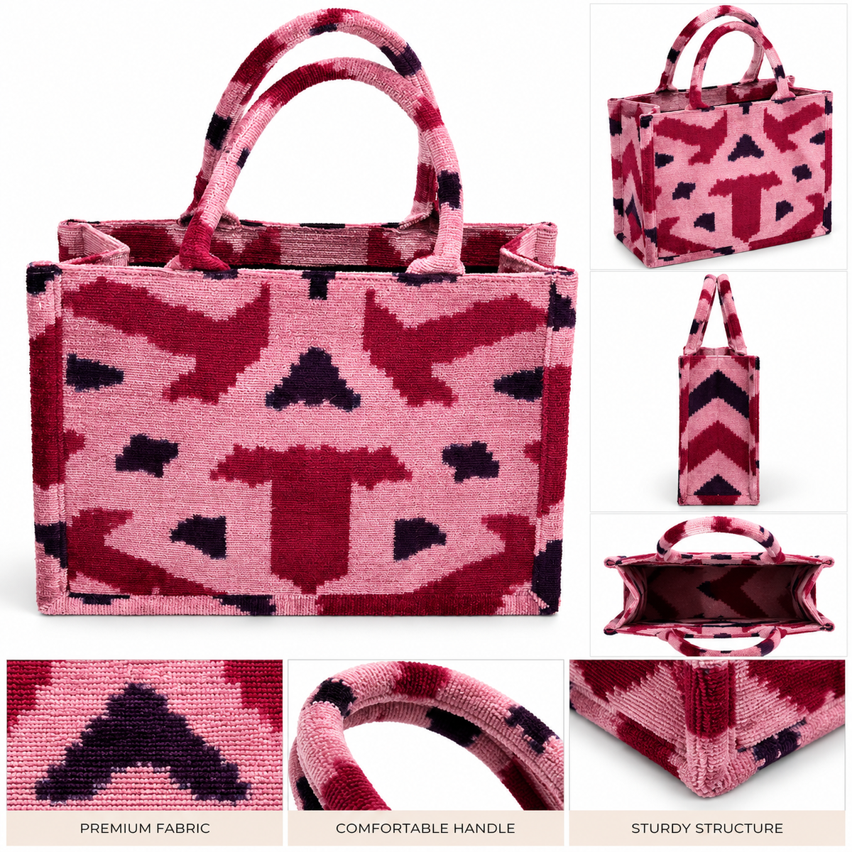 Eternal Leaf Luxe Tote Bag – Abstract Botanical Ikat