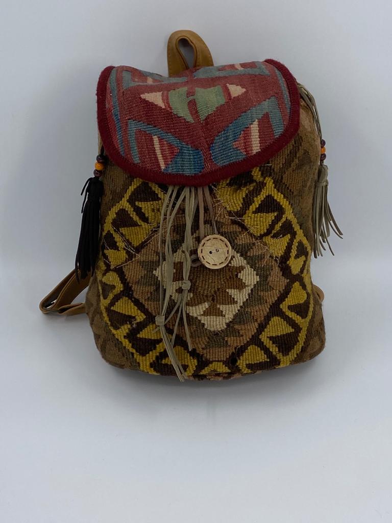 100% Antique Wool, Handmade and Vegetable Dye Backpacks