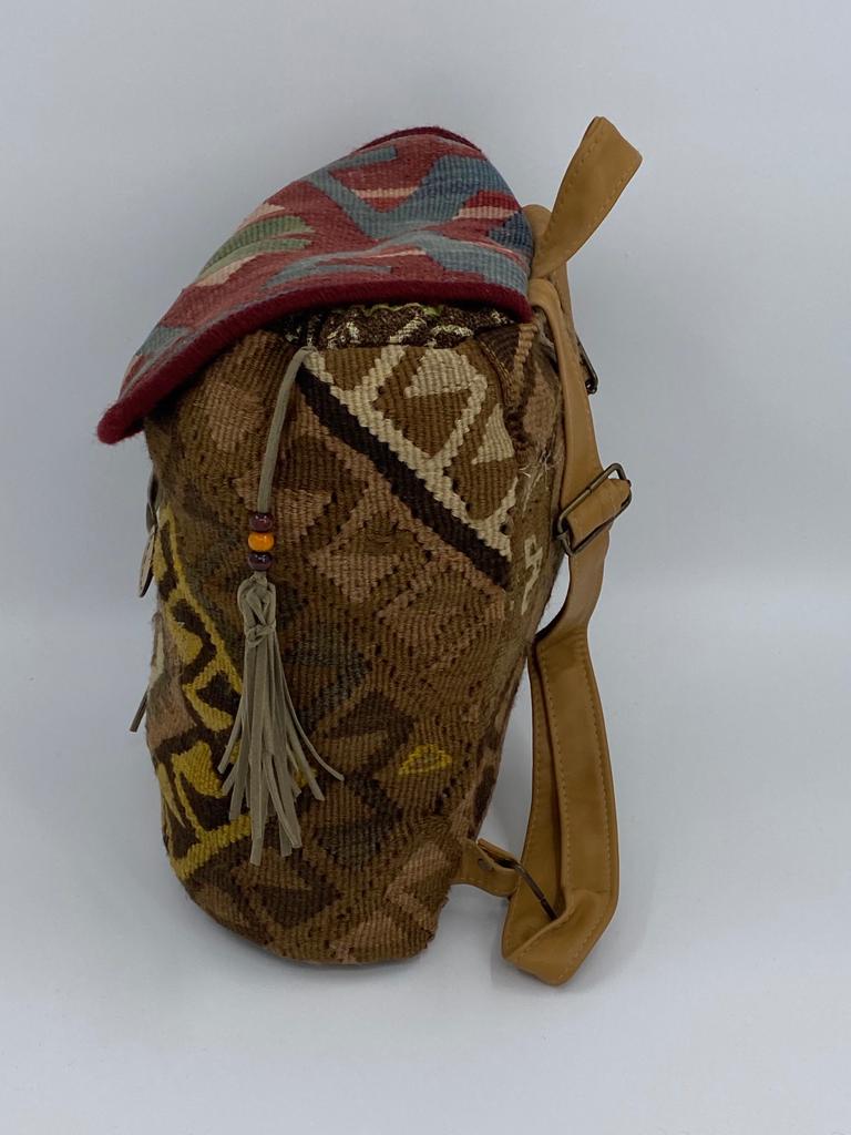 100% Antique Wool, Handmade and Vegetable Dye Backpacks
