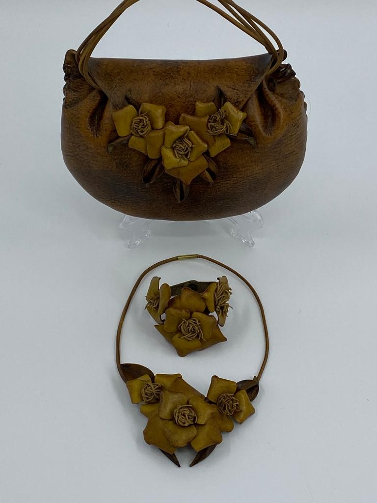 Genuine Leather Bag, Bracelet, Necklaces Set | Handmade in Turkey