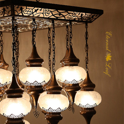 Turkish The Ottoman | Handmade Glass Rectangle Chandelier (LP-N3-AU)