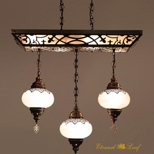 Turkish The Ottoman | Handmade Glass Rectangle Chandelier (LP-N3-AU)