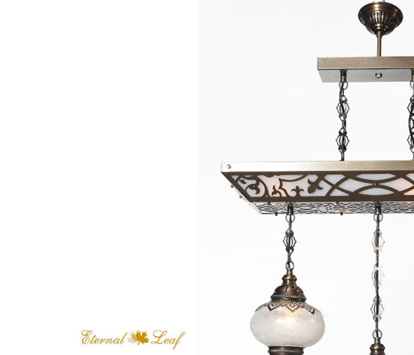 Turkish The Ottoman | Handmade Glass Rectangle Chandelier (LP-N3-AU)