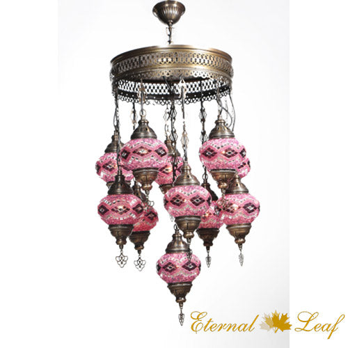 Turkish Stained | Mosaic Glass No:2 Grape Shape Chandelier (M-N2-A)