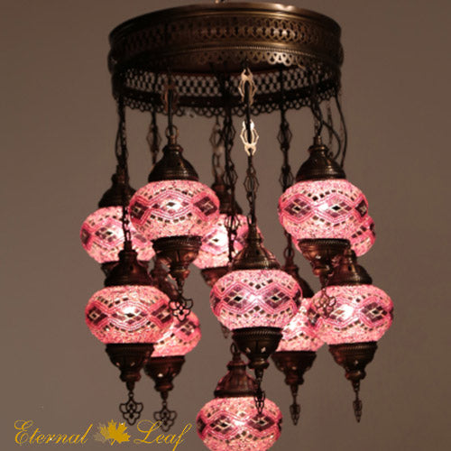 Turkish Stained | Mosaic Glass No:2 Grape Shape Chandelier (M-N2-A)