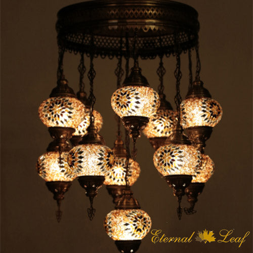 Turkish Stained | Mosaic Glass No:2 Grape Shape Chandelier (M-N2-A)