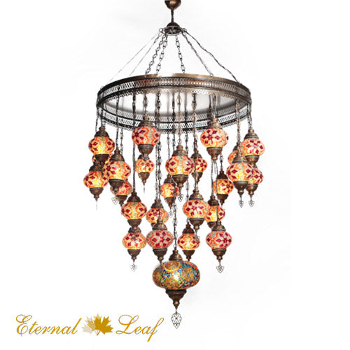 Turkish Stained | Mosaic Glass No:2 Grape Shape Chandelier (M-N2-A)