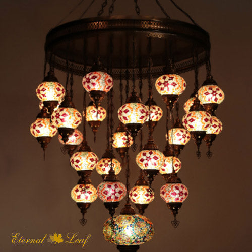 Turkish Stained | Mosaic Glass No:2 Grape Shape Chandelier (M-N2-A)