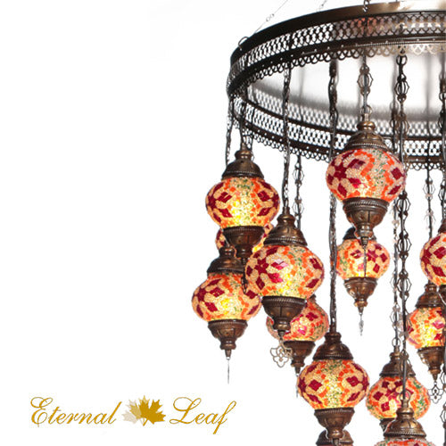 Turkish Stained | Mosaic Glass No:2 Grape Shape Chandelier (M-N2-A)