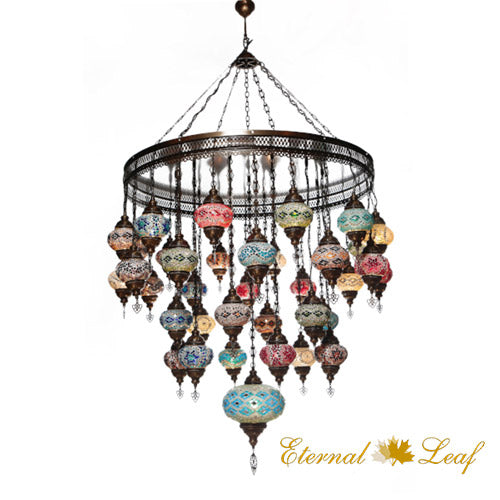 Turkish Stained | Mosaic Glass No:2 Grape Shape Chandelier (M-N2-A)