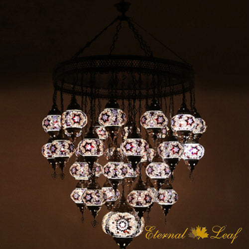 Turkish Stained | Mosaic Glass No:2 Grape Shape Chandelier (M-N2-A)