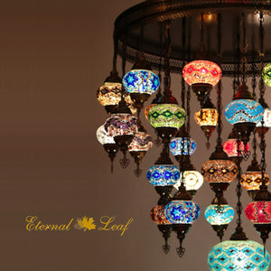 Turkish Stained | Mosaic Glass No:2 Grape Shape Chandelier (M-N2-A)