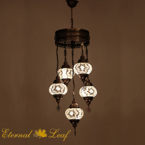 Turkish Stained | Mosaic Glass No:2 Grape Shape Chandelier (M-N2-A)