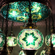 Load image into Gallery viewer, Turkish Stained | Mosaic Glass No:2 Grape Shape Chandelier w/lighted top (M-N2-PA)