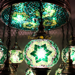 Turkish Stained | Mosaic Glass No:2 Grape Shape Chandelier w/lighted top (M-N2-PA)