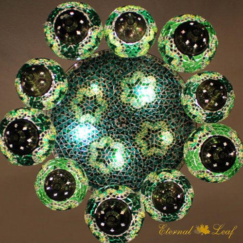 Turkish Stained | Mosaic Glass No:2 Grape Shape Chandelier w/lighted top (M-N2-PA)