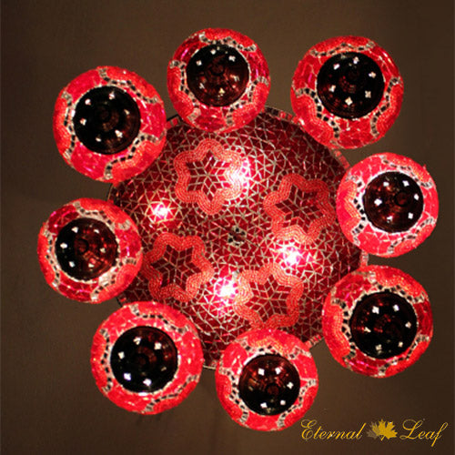 Turkish Stained | Mosaic Glass No:2 Grape Shape Chandelier w/lighted top (M-N2-PA)