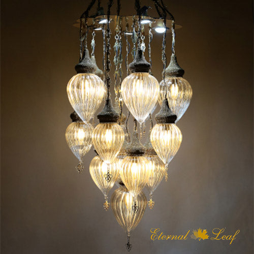 Turkish Stained | Stony Style Pyrex Glass Chandelier (P-ST-L)