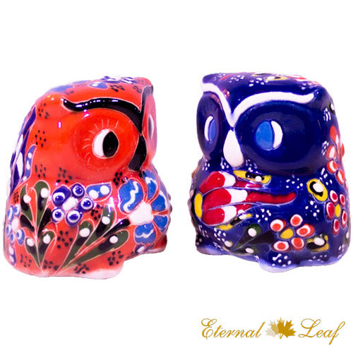 Anatolian Ceramic Owl Family Figurines 3pcs